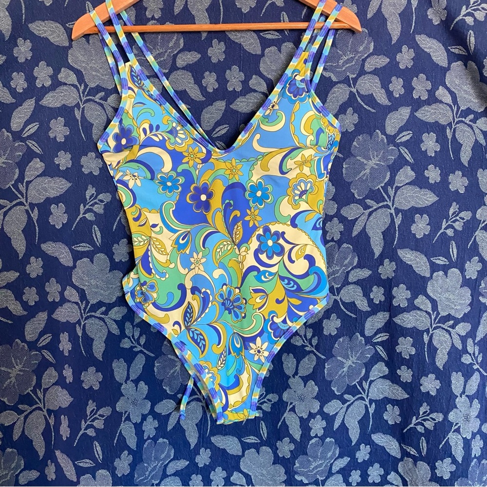 Cupshe ~ Floral Blue and Yellow Bodysuit